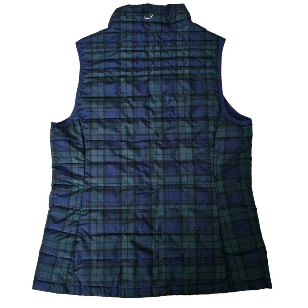 Vineyard Vines Women's Blue Green Tartan Plaid‎ Puffer Vest Jacket Size Small - Picture 3 of 11